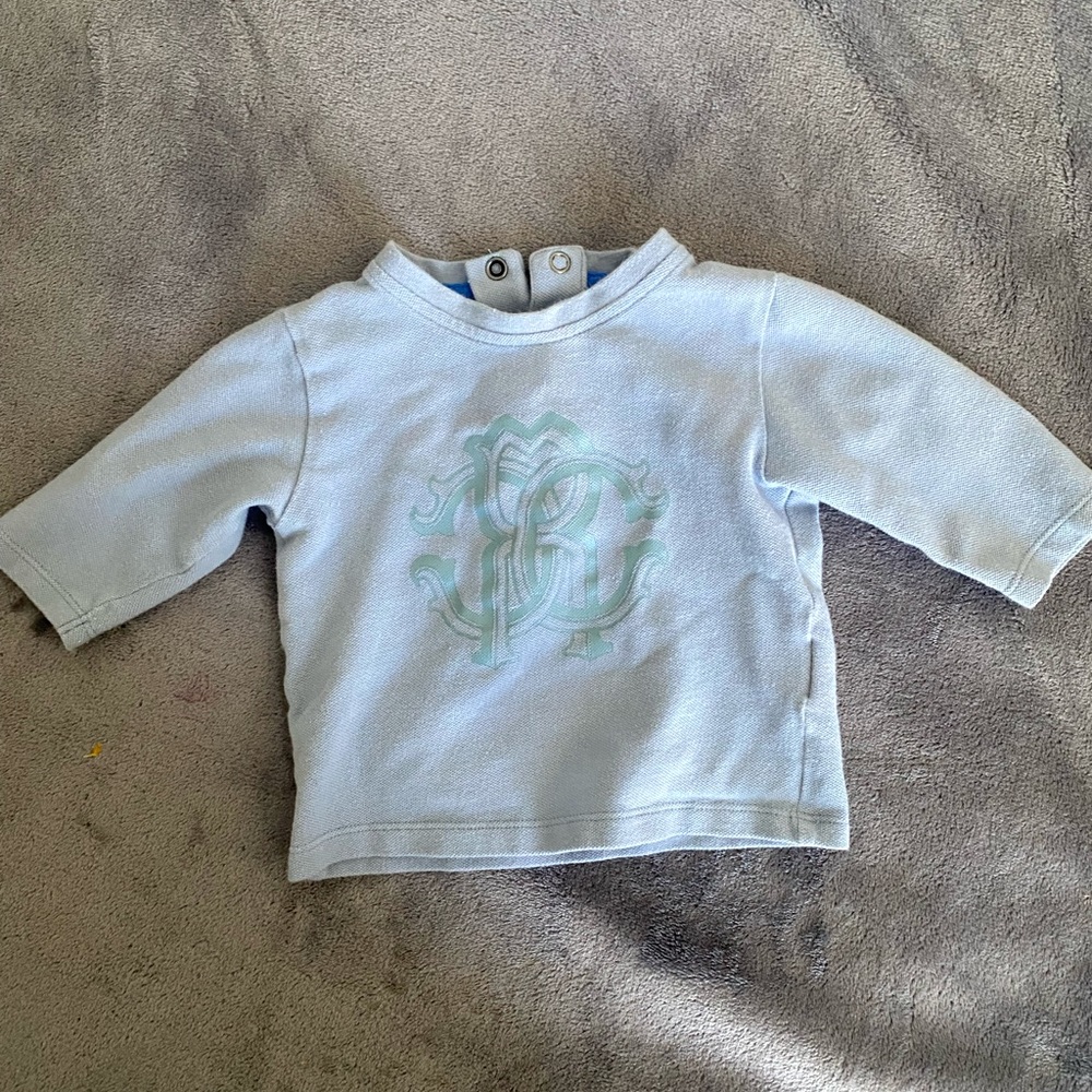 Authentic Roberto Cavalli baby blue long sleeve shirt